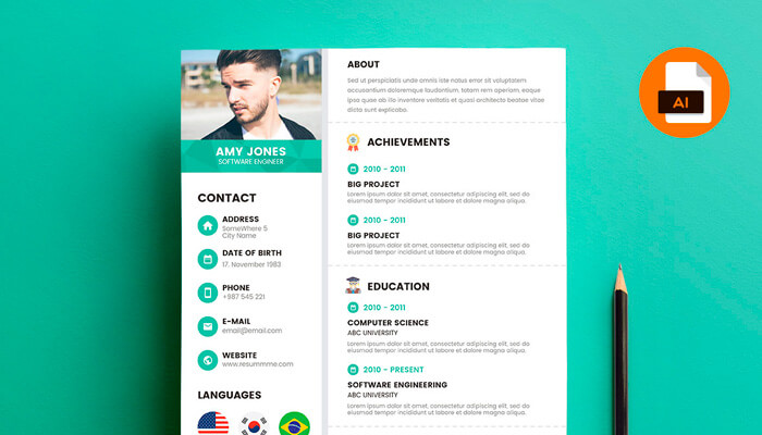 12 Green Accent Resume Template