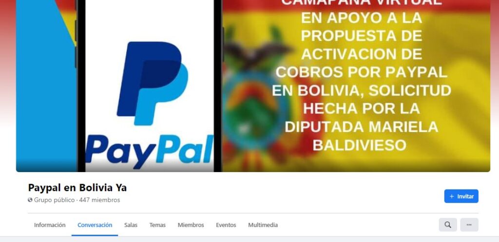 Grupo Facebook PayPal en Bolivia Ya